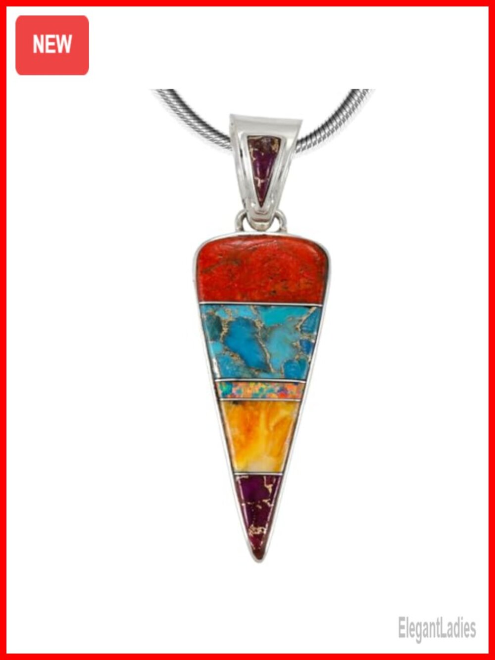 Sterling Silver Turquoise Arrowhead Pendant Necklace 20" Stainless Snake Chain